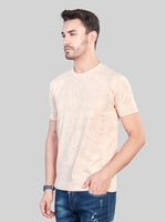 Peach All Over Printed Round Neck T-Shirt