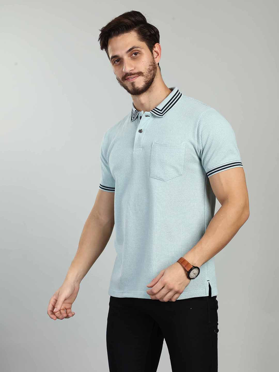 Light Aqua Polo Neck T-Shirt