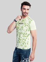 Sea Green Printed Round Neck T-Shirt