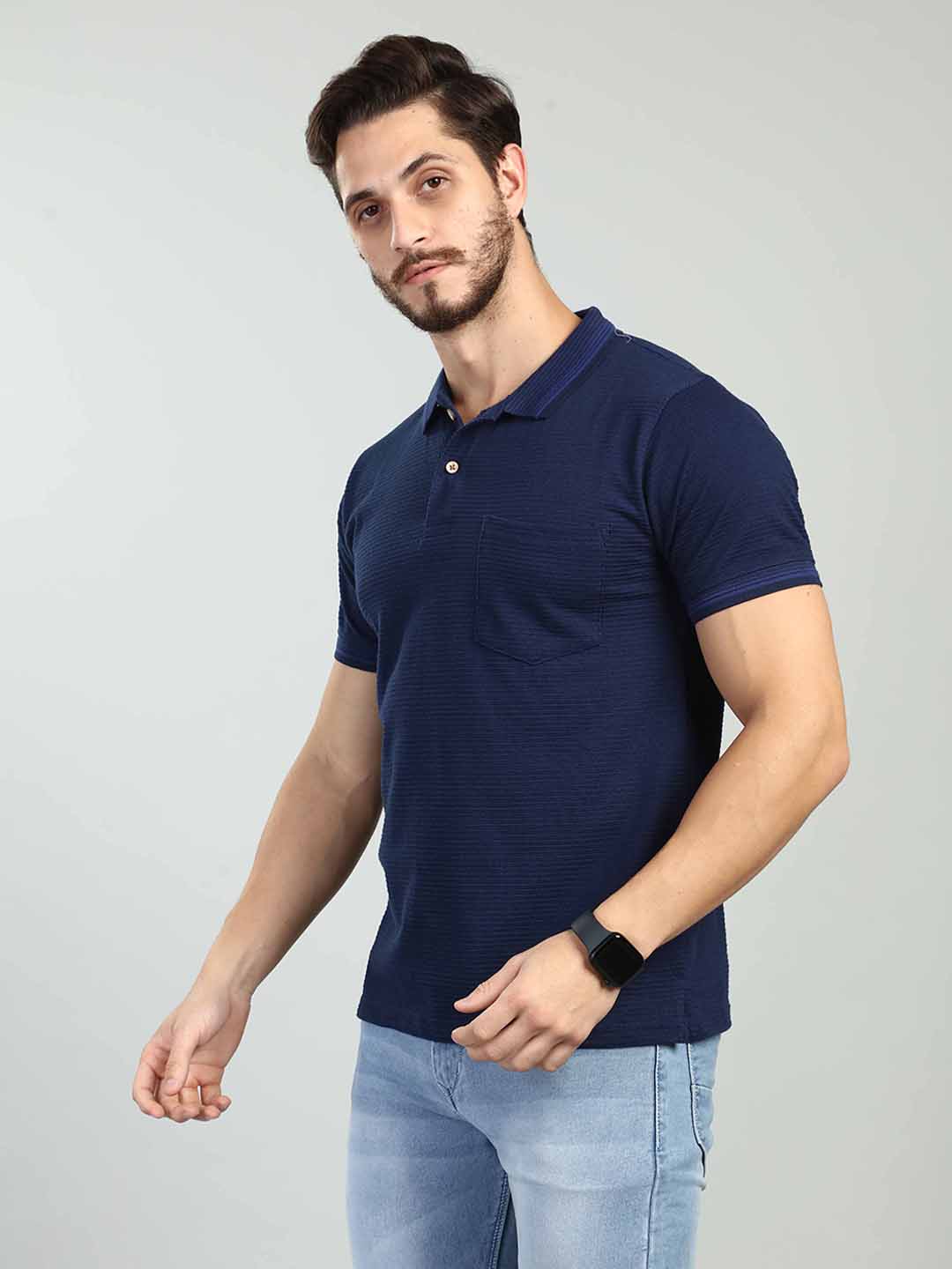 Navy Polo Neck T-Shirt