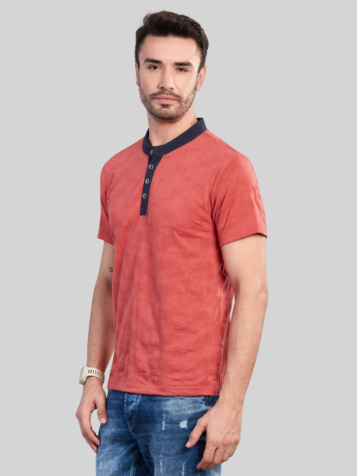 Rust Henly Neck T-Shirt