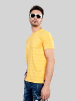 Yellow Striped Round Neck T-Shirt