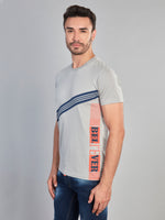 Light Grey Printed Round Neck T-Shirt