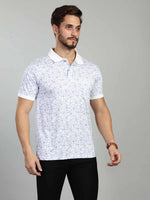 White Printed Polo Neck T-Shirt