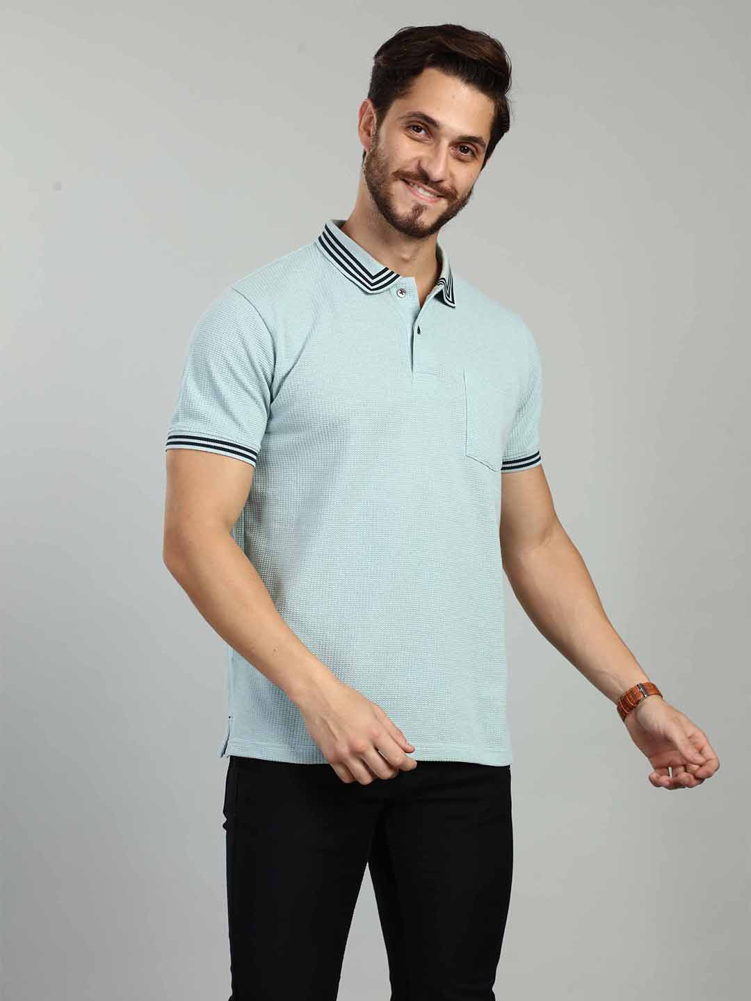 Light Aqua Polo Neck T-Shirt