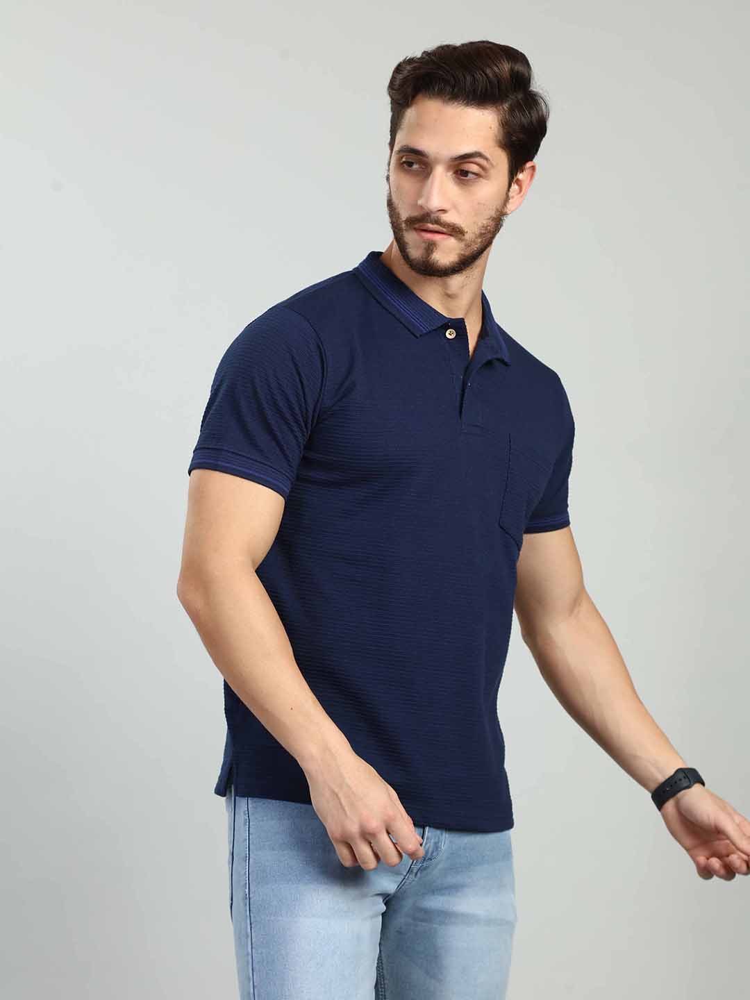 Navy Polo Neck T-Shirt