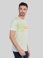 Light Green Printed Round Neck T-Shirt