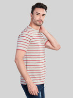 Red Striped Round Neck T-Shirt