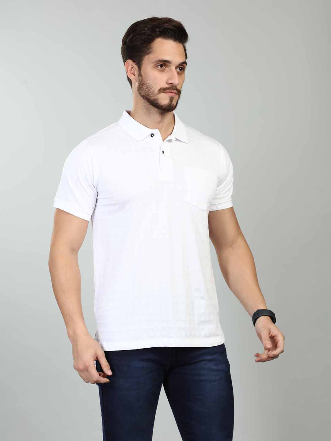White Polo Neck T-Shirt