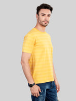 Yellow Striped Round Neck T-Shirt