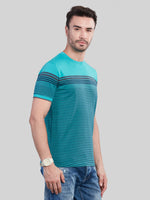 Green Striped Round neck T-Shirt
