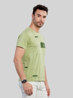 Green Printed Round Neck T-Shirt