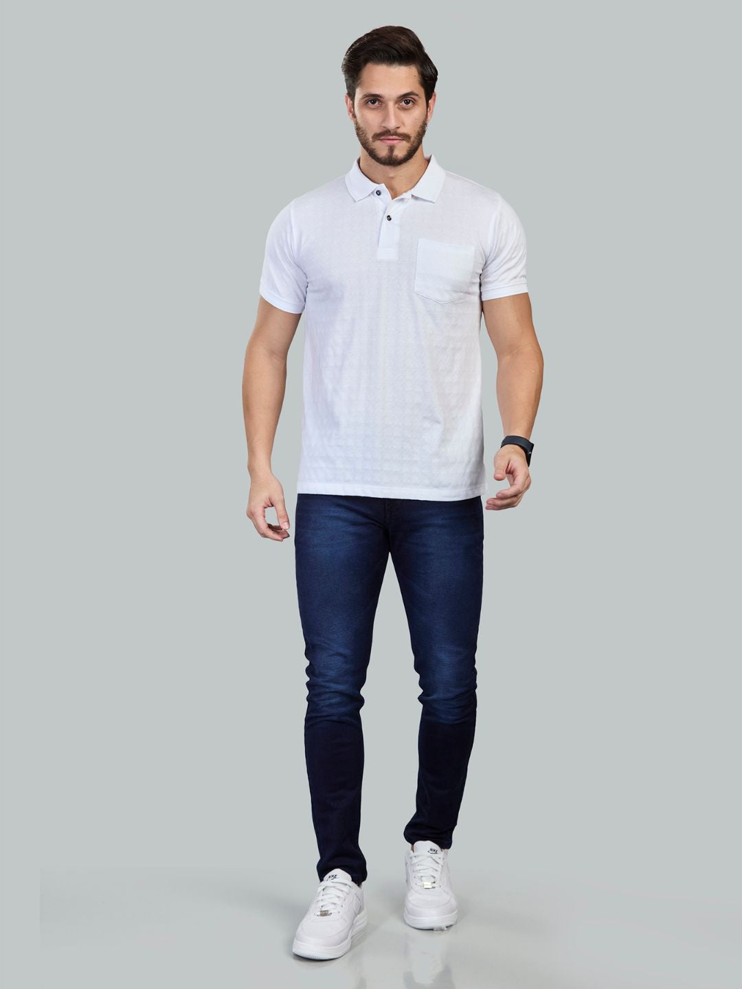 White Polo Neck T-Shirt