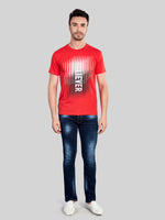 Red Printed Round Neck T-Shirt