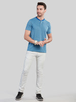 Blue Printed Round Neck T-Shirt