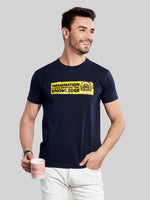 Navy Printed Round Neck T-Shirt