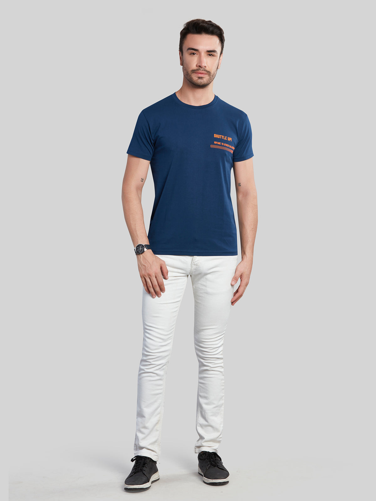 Indigo Printed Round Neck T-Shirt