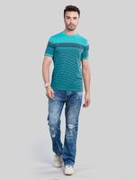 Green Striped Round neck T-Shirt