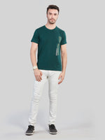 Green Printed Round Neck T-Shirt