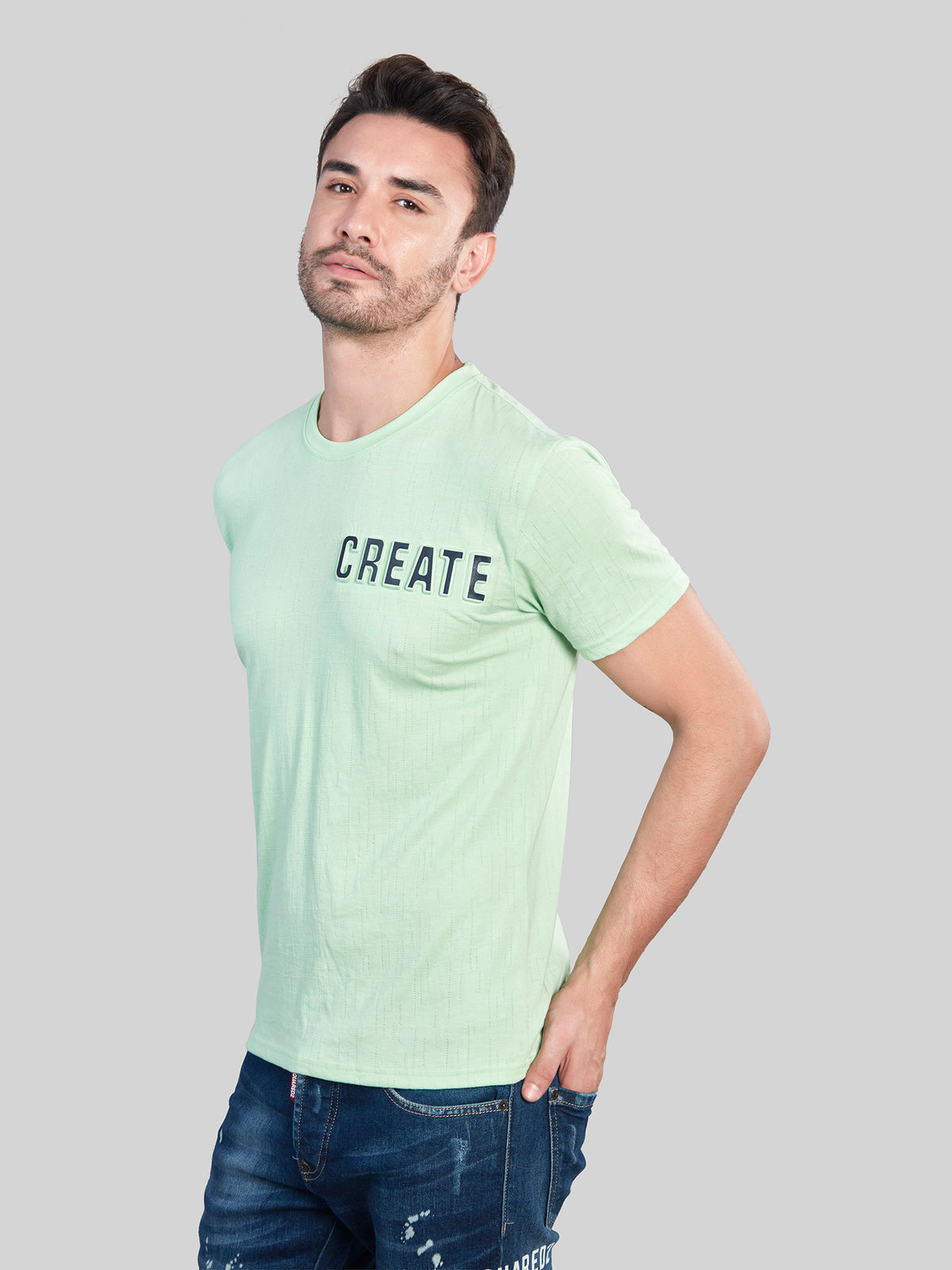 Mint Printed Round Neck T-Shirt