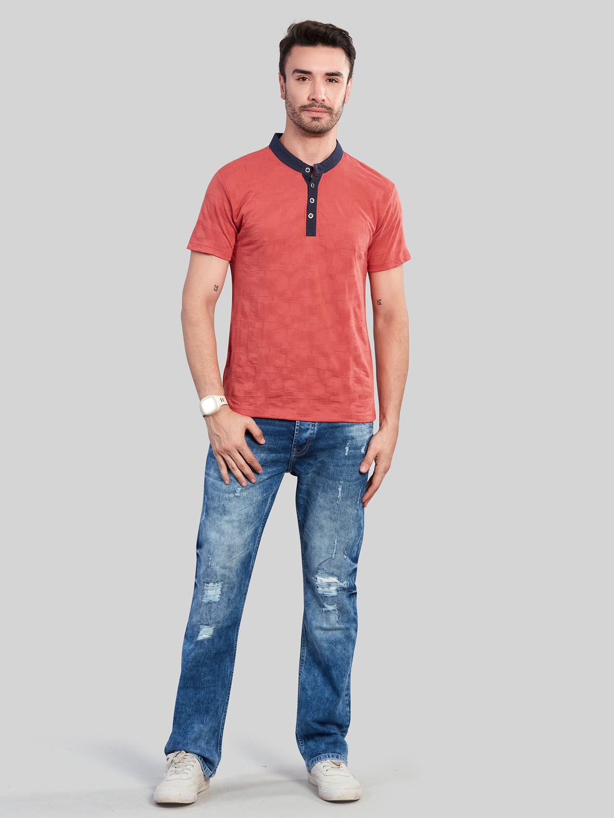 Rust Henly Neck T-Shirt