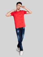 Red Black Printed Round Neck T-Shirt