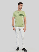 Green Printed Round Neck T-Shirt
