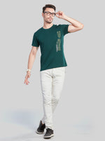 Green Printed Round Neck T-Shirt