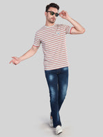 Red Striped Round Neck T-Shirt