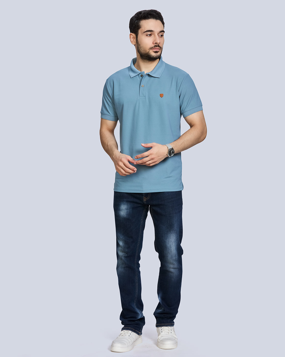 Airforce Plain Polyester Polo Neck T-Shirt