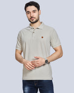 Cement Plain Polyester Polo Neck T-Shirt