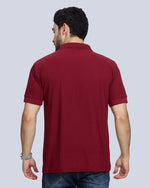 Marron Plain Polyester Polo Neck T-Shirt