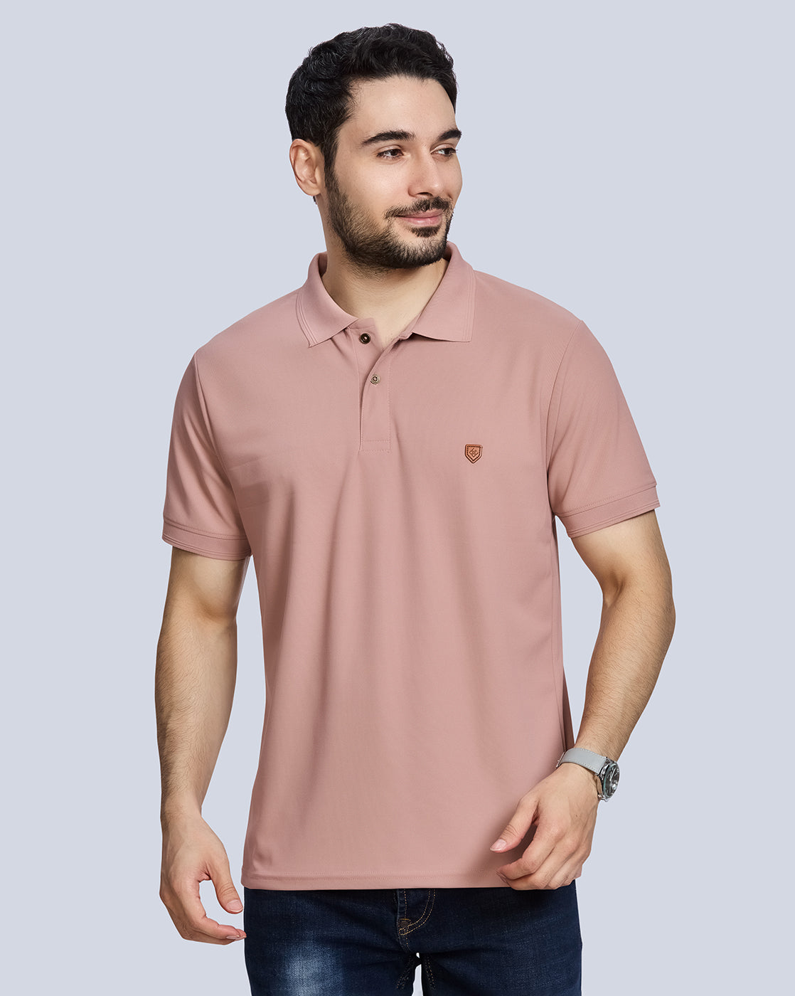 Onion Pink Plain Polo Neck T-Shirt