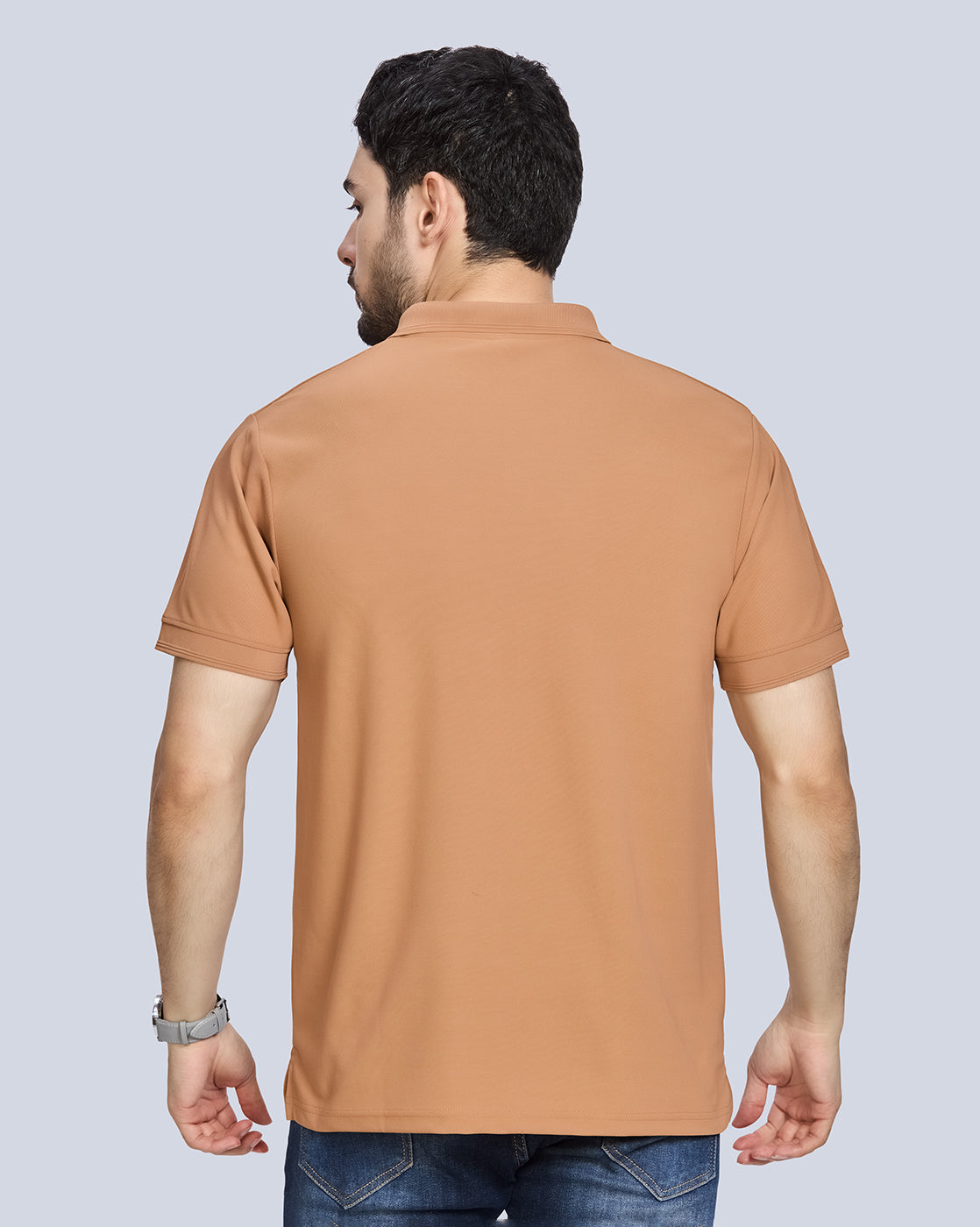 Tan Plain Polo Neck T-Shirt