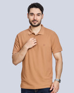 Tan Plain Polo Neck T-Shirt