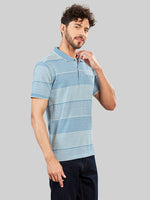 Off White Striped Polo Neck T-Shirt