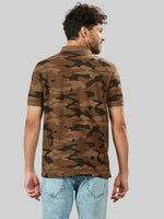 Olive Printed Polo Neck T-Shirt