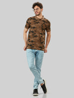 Olive Printed Polo Neck T-Shirt