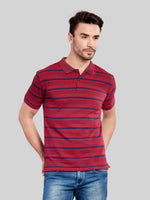 Red Striped Polo Neck T-Shirt