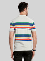 Multi Color Striped Polo Neck T-Shirt