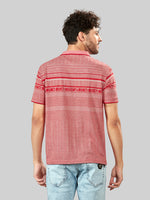 Red Printed Polo Neck T-Shirt