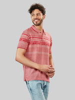Red Printed Polo Neck T-Shirt