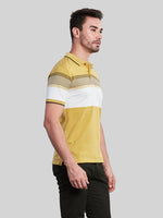 Yellow Striped Polo Neck T-Shirt
