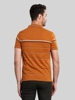 Mustard Striped Polo Neck T-Shirt