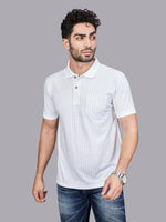 White Printed Polo Neck T-Shirt