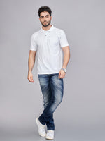 White Printed Polo Neck T-Shirt