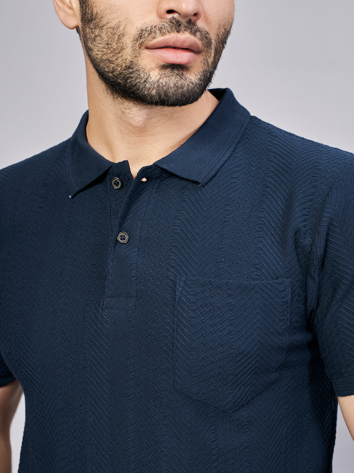 Navy Polo Neck T-Shirt