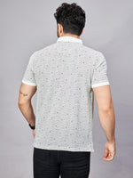 Off White All Over Printed Polo Neck T-Shirt