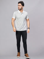 Off White All Over Printed Polo Neck T-Shirt