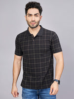 Black All Over Printed Polo Neck T-Shirt